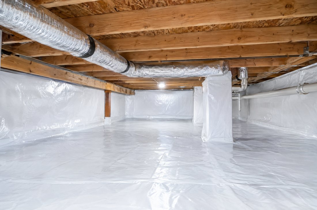 Encapsulated crawl space with a sealed vapor barrier at an Asheville, NC home